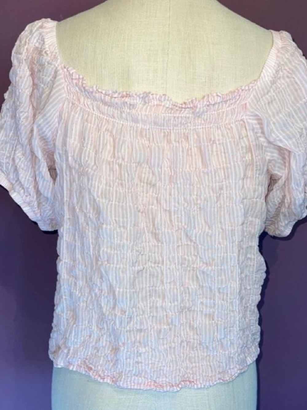 💗Anthropologie Cloth & Stone Light Pink Smocked Square-Neck Blouse - Picture 3 of 5
